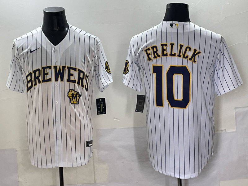 Men Milwaukee Brewers #10 Frelick white 2025 Nike NFL JERSEY 002->milwaukee brewers->MLB Jersey